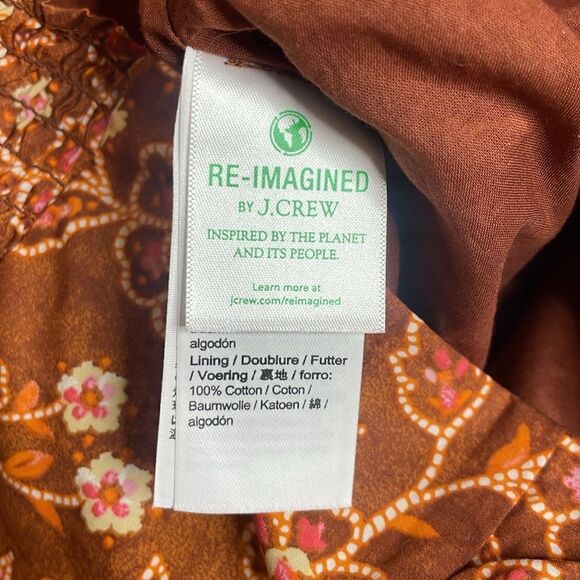 NWT J Crew Cropped Halter Top Brown Vintage Vines Floral Print Size 6 - Picture 7 of 11